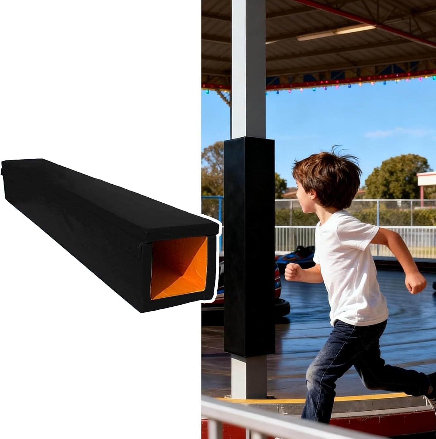 Basketball Hoop Post Padding, Weatherproof Playground Basketball Pole Padding Wrap Around, Square Columns Cover Padding w/Hook & Loop for Parking Lot/Basketball Court/Gym