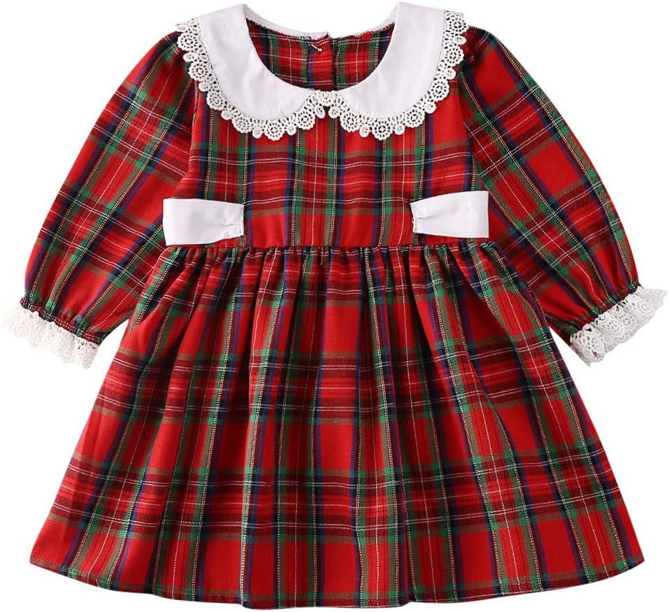 Baby Girl Christmas Dress Matching Newborn Girl Bodysuit Plaid Lace Princess Skirt Family Clothing