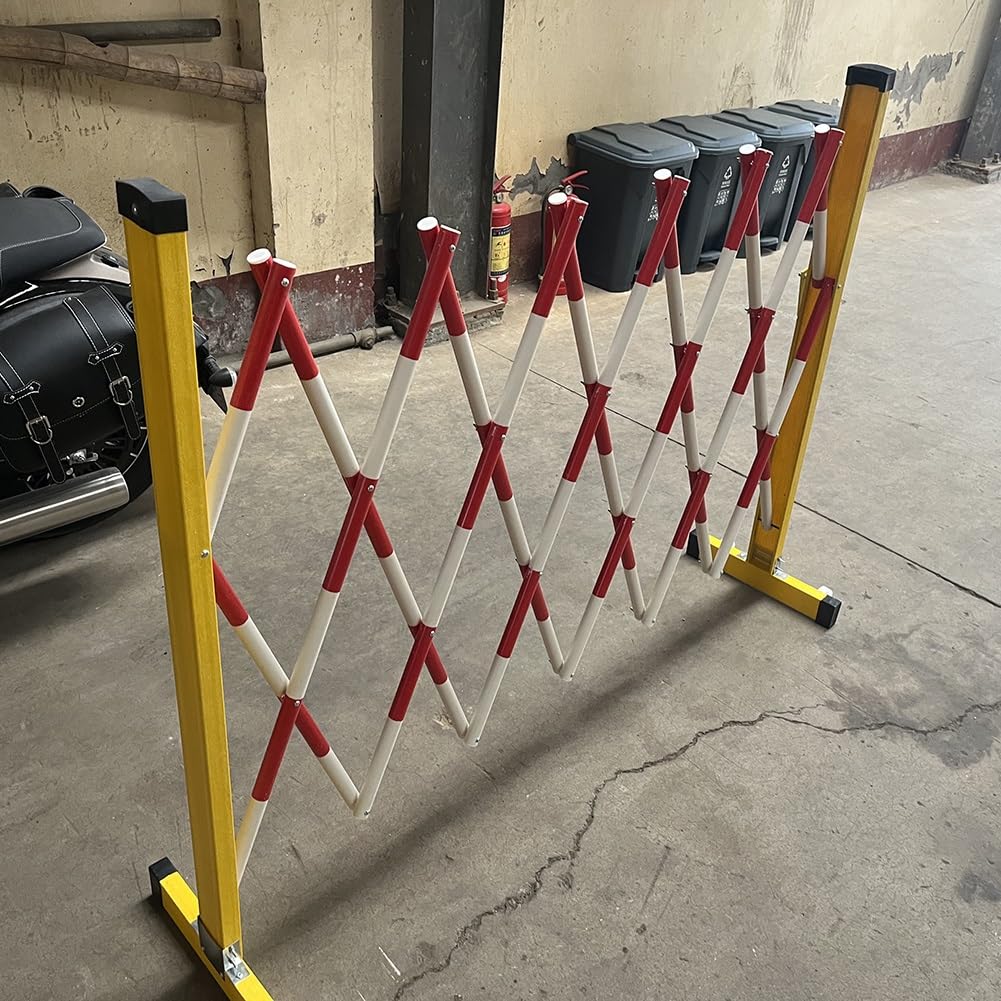 Barrière de Circulation rétractable - Clôture de Garage Pliante Industrielle en Plastique et Acier, Portail Ciseaux Jaune et Noir pour Le contrôle des foules, la sécurité