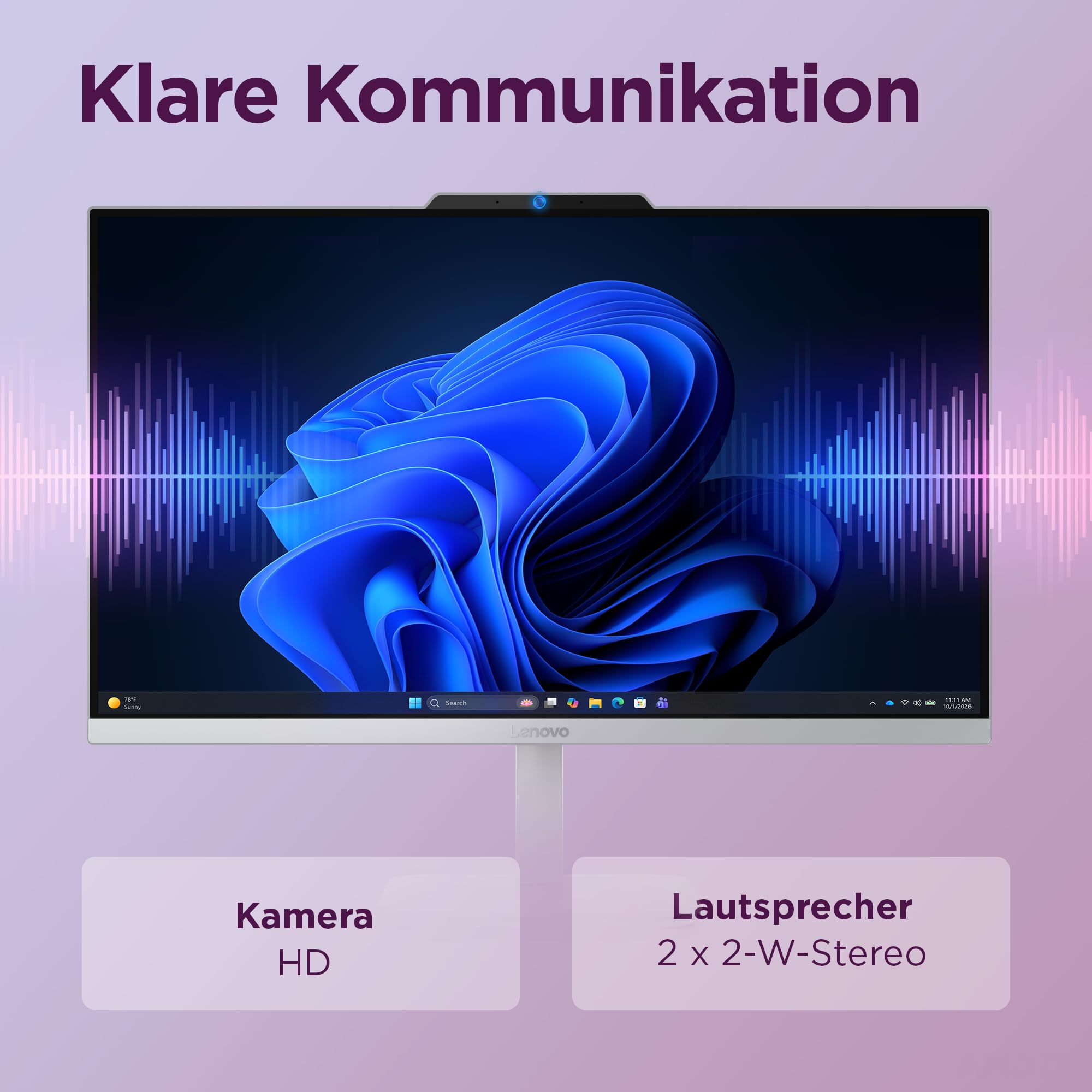 Lenovo AIO A105a All-In-One PC | 23.8" Full HD Display | AMD Ryzen 5 40 | 16GB RAM | 512GB SSD | AMD Radeon 610M Grafik | Windows 11 | Inkl. Maus und Tastatur | Grau | 3 Monate Premium Care