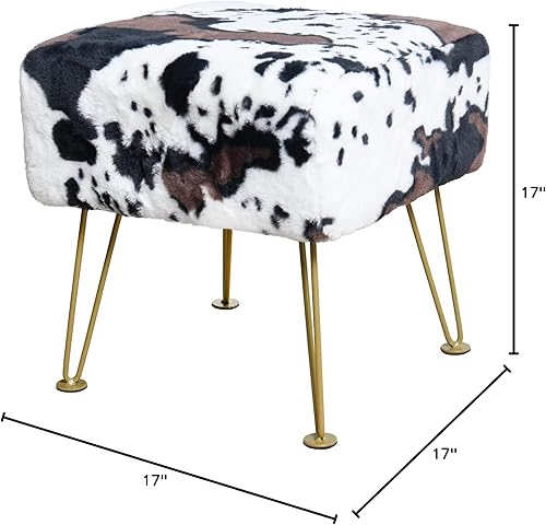 Miniatura 61 de Banco otomano rectangular largo de vaca de piel sintética para entrada, reposapiés suave y peludo, 46 x 16 x 17 pulgadas, banco de asiento