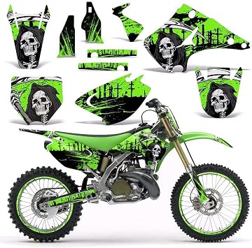 MX Dirt Bike Graphics kit Sticker Decal Compatible with Kawasaki KX125/KX250 2003-2016 - Reaper V2 Green