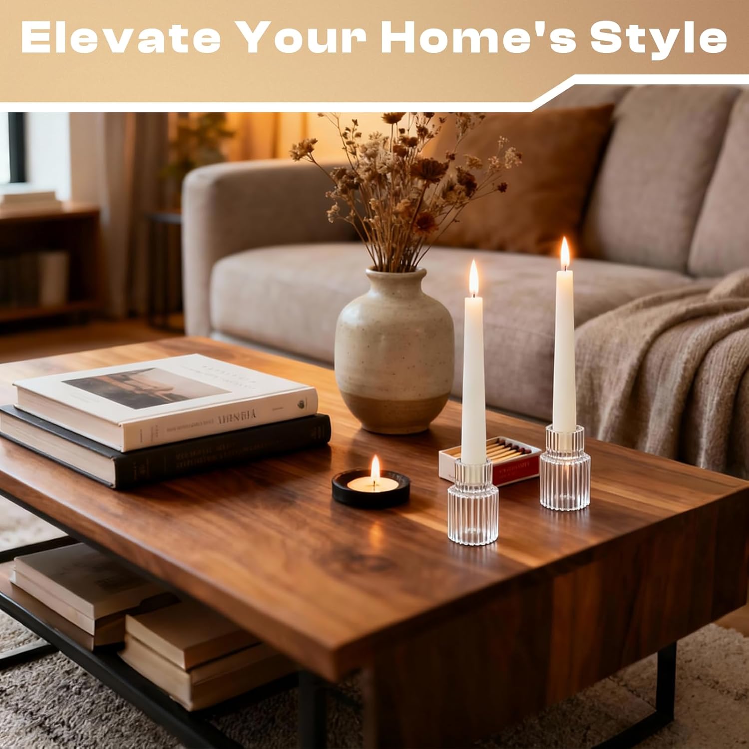 Glass Taper Candle Holders: 10 Pcs Small Candlestick Holders Bulk for Wedding Clear Fluted Candle Sticks Holder Decor for Table Centerpiece Dining Room Baby Shower Christmas Party Home - Image 8