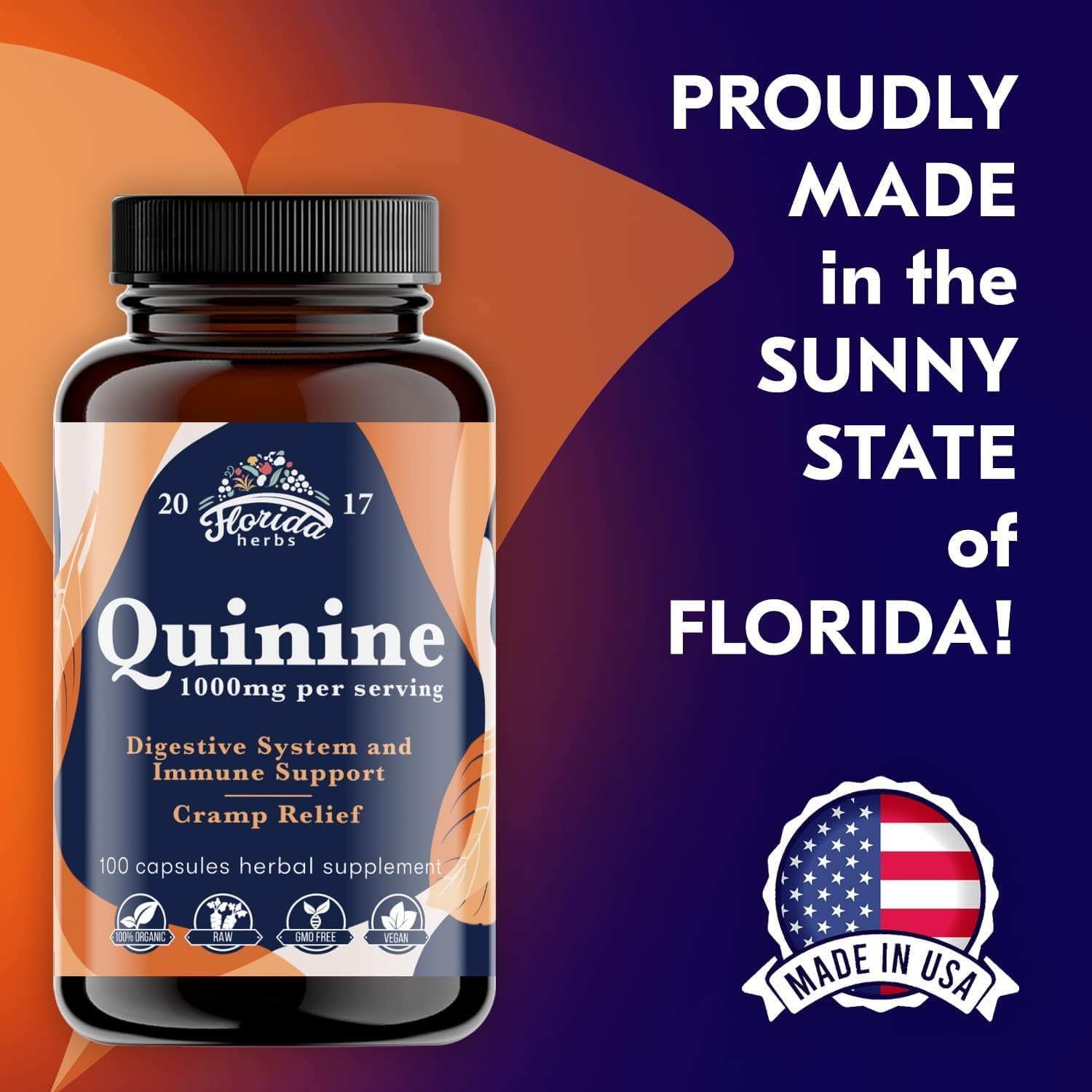 Leg Cramp Support – Organic Quinine Capsules from Cinchona Bark – 1000 mg Vegan Supplement – Muscle & Leg Cramp Relief – Made in USA – 330 Count (3 Bottles Total)