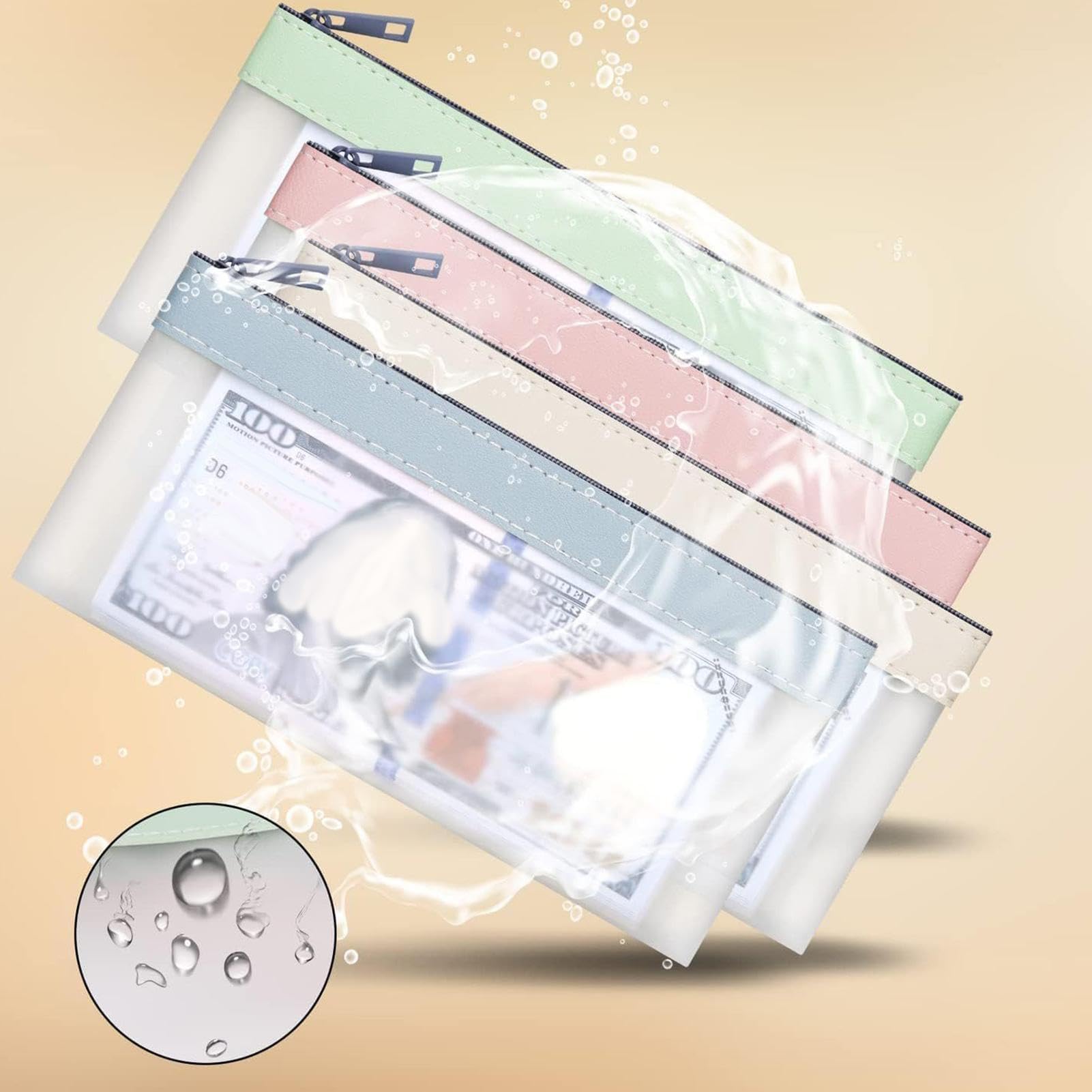 Amazon.co.jp: 現金用マネーバッグ | クリアキャッシュバッグ | お金用コインバッグ | 現金封筒セット | クリアバンクバッグ 6個  | 安全で頑丈で簡単に開閉でき、長期間使用できます。 : 文房具・オフィス用品