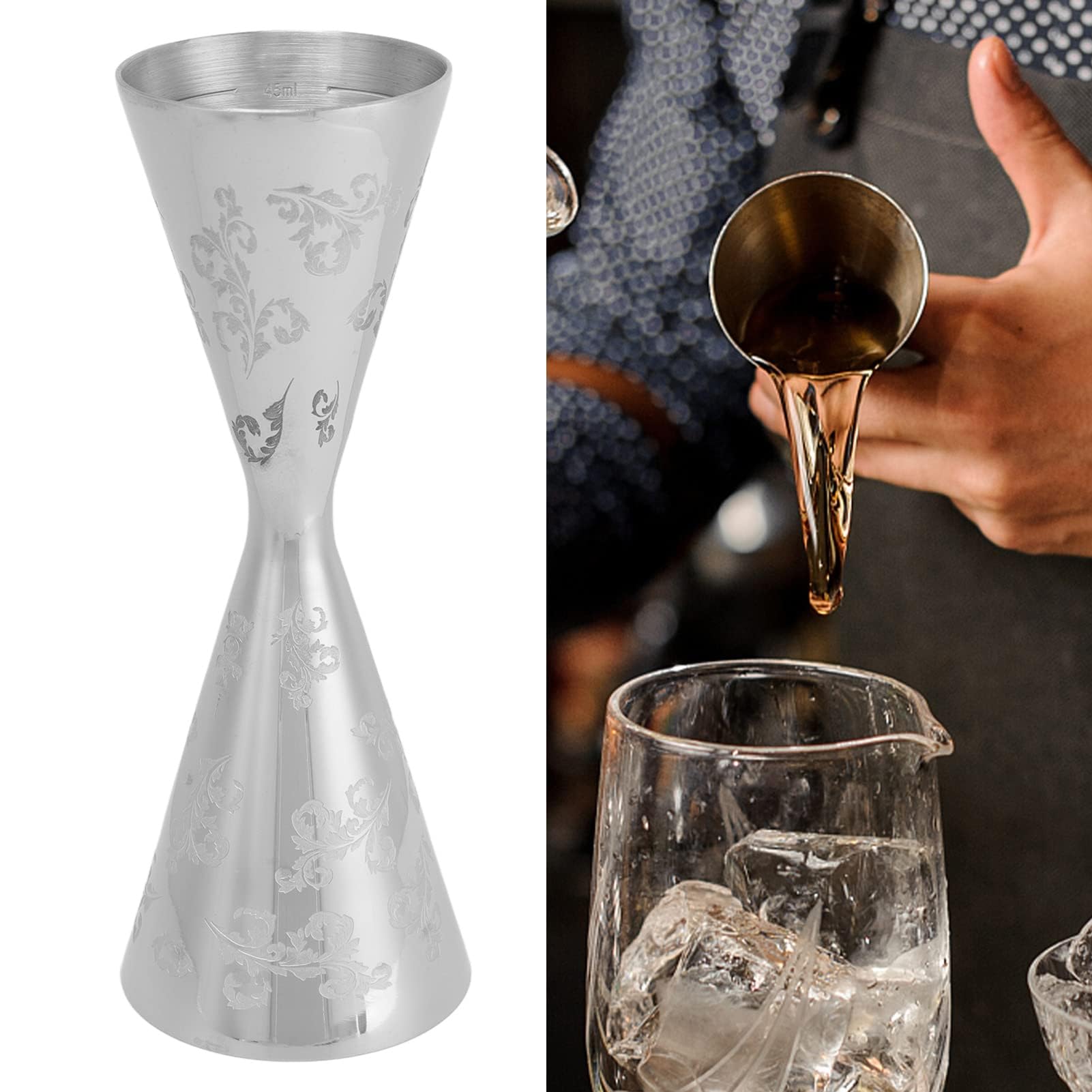 Bicchiere Jigger per bar, Jigger a strisce per bar 60 ml 90 ml