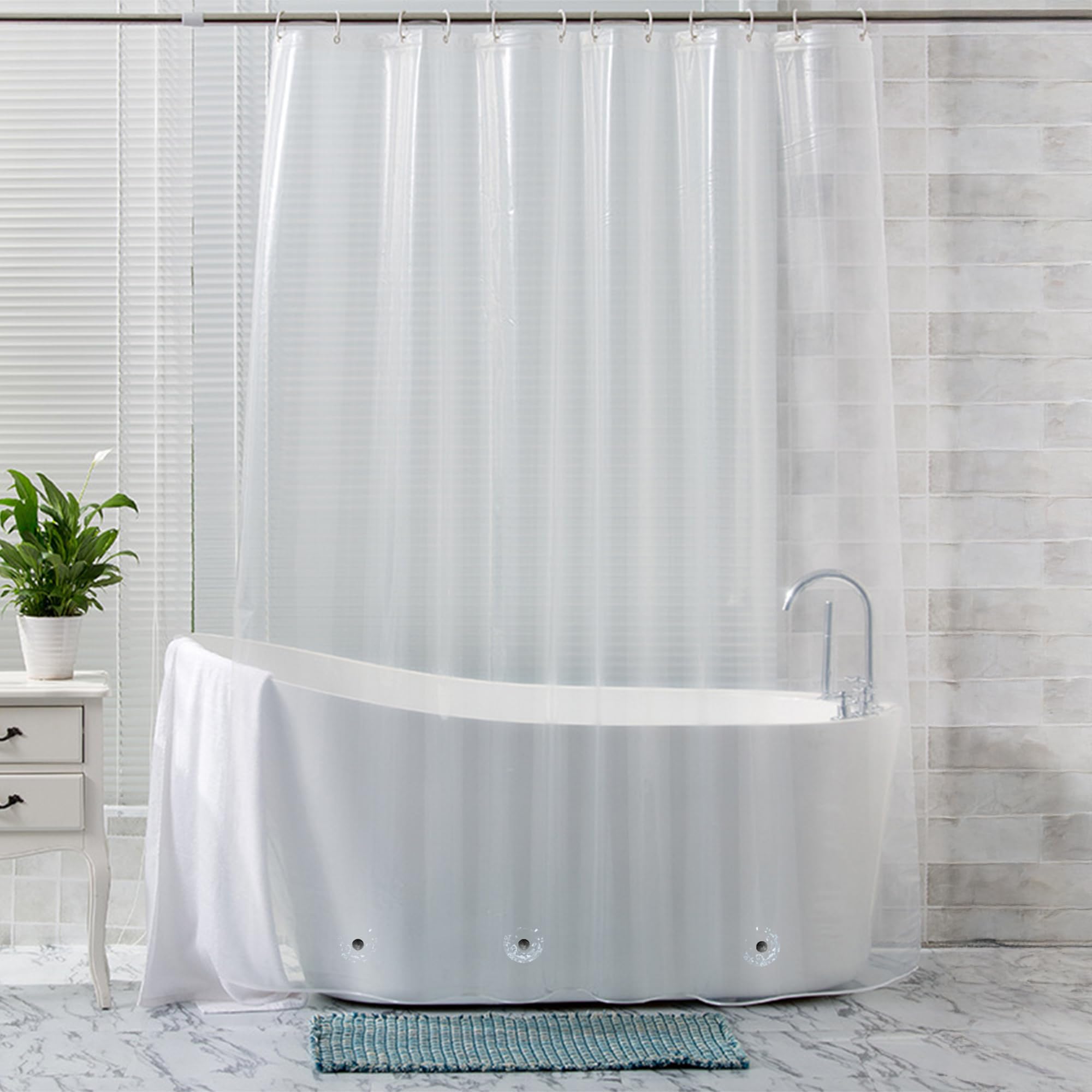 WedDecor Tende da doccia in PEVA con magneti inferiori, trasparenti, resistenti alla muffa e alla muffa, con 12 ganci per tende, impermeabili, 180 x 180 cm