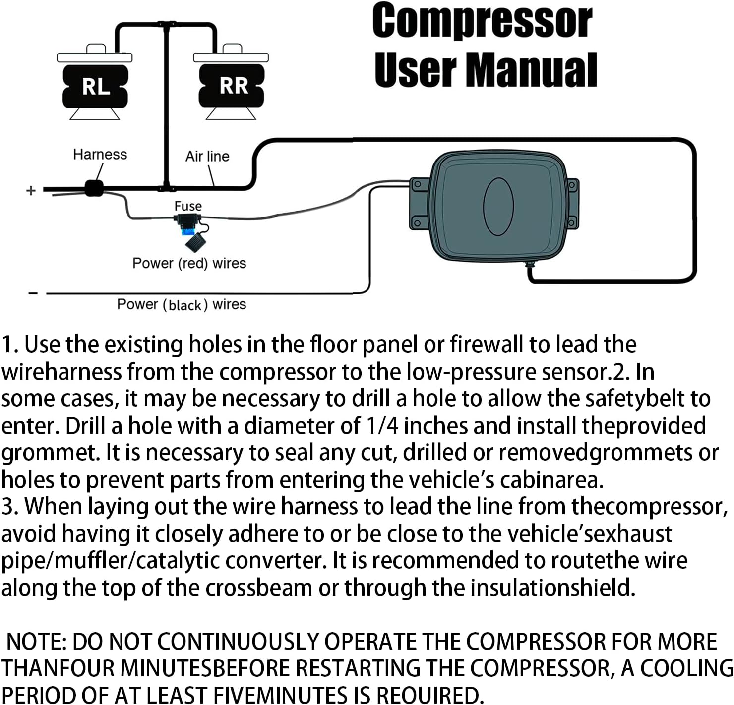 Universal 150 PSI Small Onboard Air Compressor, Replacement for Truck/Car Train Horn/Suspension/Ride/Bag kit/System 12V Black