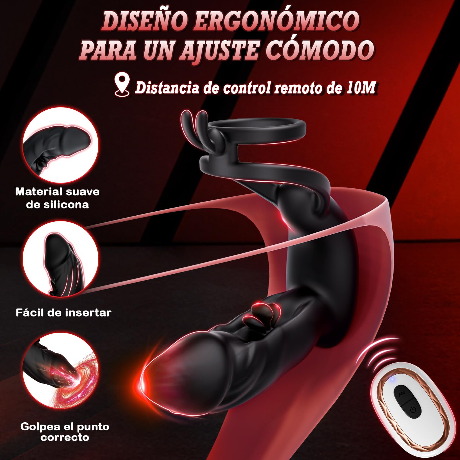 Juguetes eróticos Masculinos estimulador prostata - dilatador vibrador plug anal Silicona Principiantes con 10 modos de vibración & golpeo, Consoladores anales para hombre gay sexuales Distancia Dild