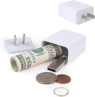 Plug Storage Realistic Looking Charger with Storage Hiding Places for Valuables Charger Diversion Safe, White