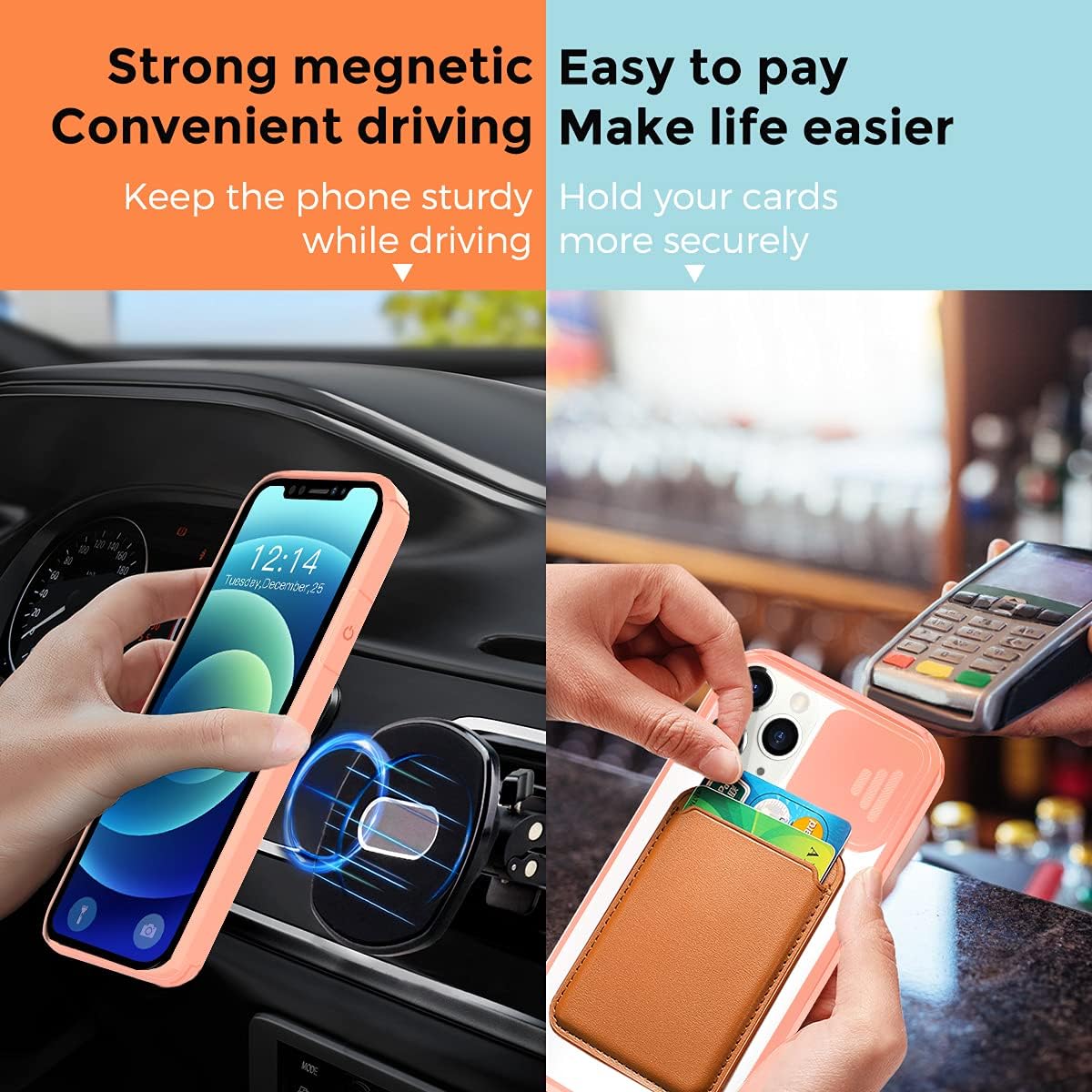 HAMBNAG Clear Magnetic Case Designde for iPhone 13 Pro Max MagSafe with Camera Cover [Built-in 38 Strong Magnets] [Slide Camera Lens Protector] Shockproof Anti-Yellow Case with Silicone Bumper -Pink