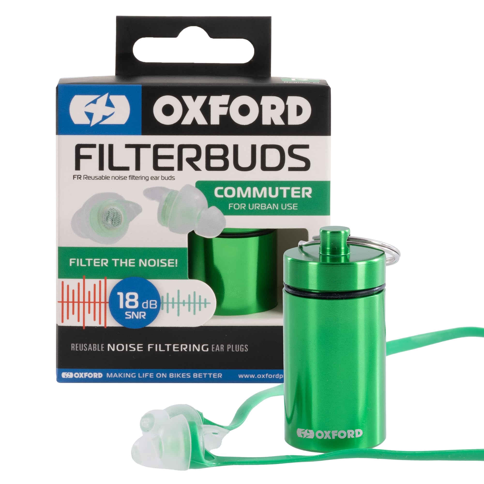 Oxford Filterbuds Silicone Free Motorcycle Helmet Accessory Earplugs - Commuter