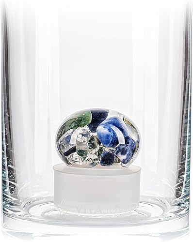 Miniatura 2 de VitaJuwel Flora - Florero (vidrio) con sodalita, ágata musgo cuarzo transparente añade vitalidad a las flores. Regalo único para el día de San