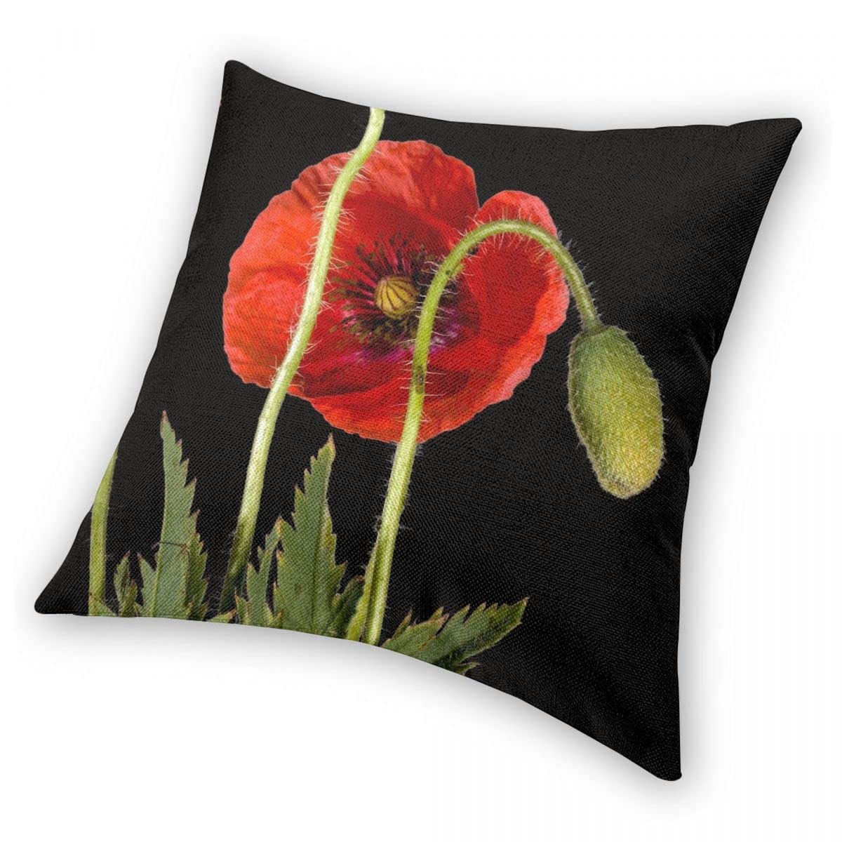 Funda de Almohada Cuadrada roja Vibrante Poliéster Lino Terciopelo Cremallera Creativa Decoración Funda de Almohada Sofá Asiento Funda de cojín Al por Mayor-como se Muestra, 66x66cm Terciopelo