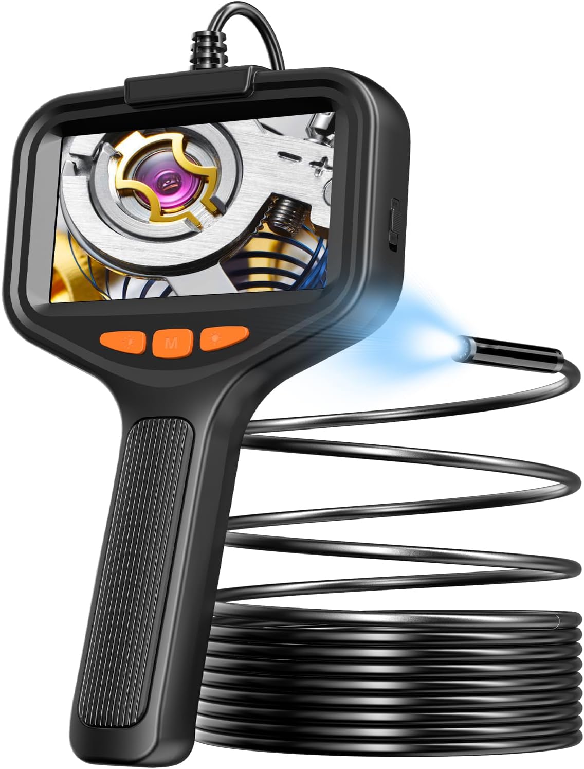 Endoscope Camera with 8 LED Light, 1080P HD Borescope with 4.3'' Screen, Semi-Rigid Cable, IP67 Waterproof Inspection Camera for Automotive, Plumbing, Drain, Pipe (5M (16.4FT))