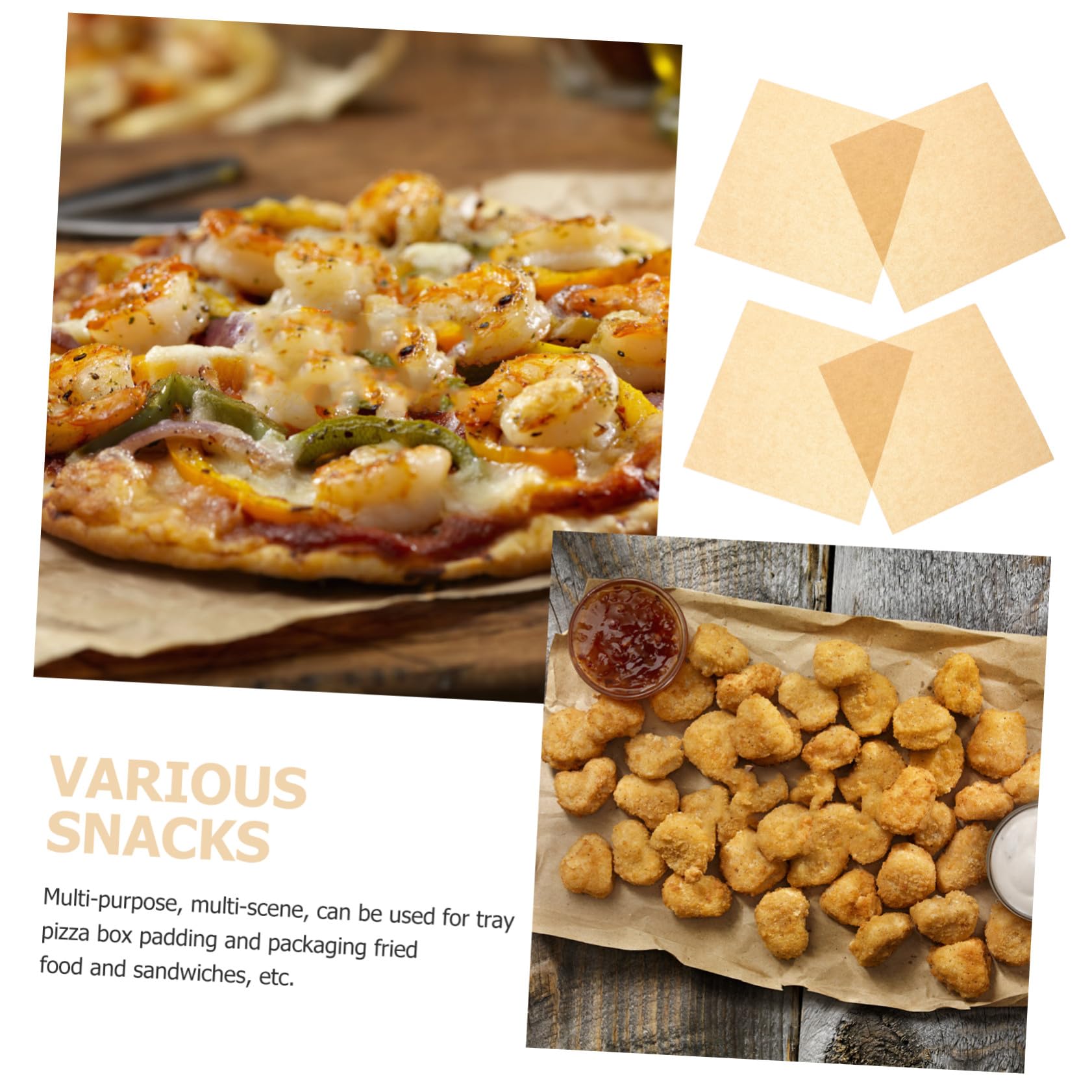 500 Blatt Fettbeständige Back und Frittierpapier Zuschnitte Lebensmittelechte Snack und Verpackungspapiere Einweg Backpapier für Pizza Sandwich und Catering