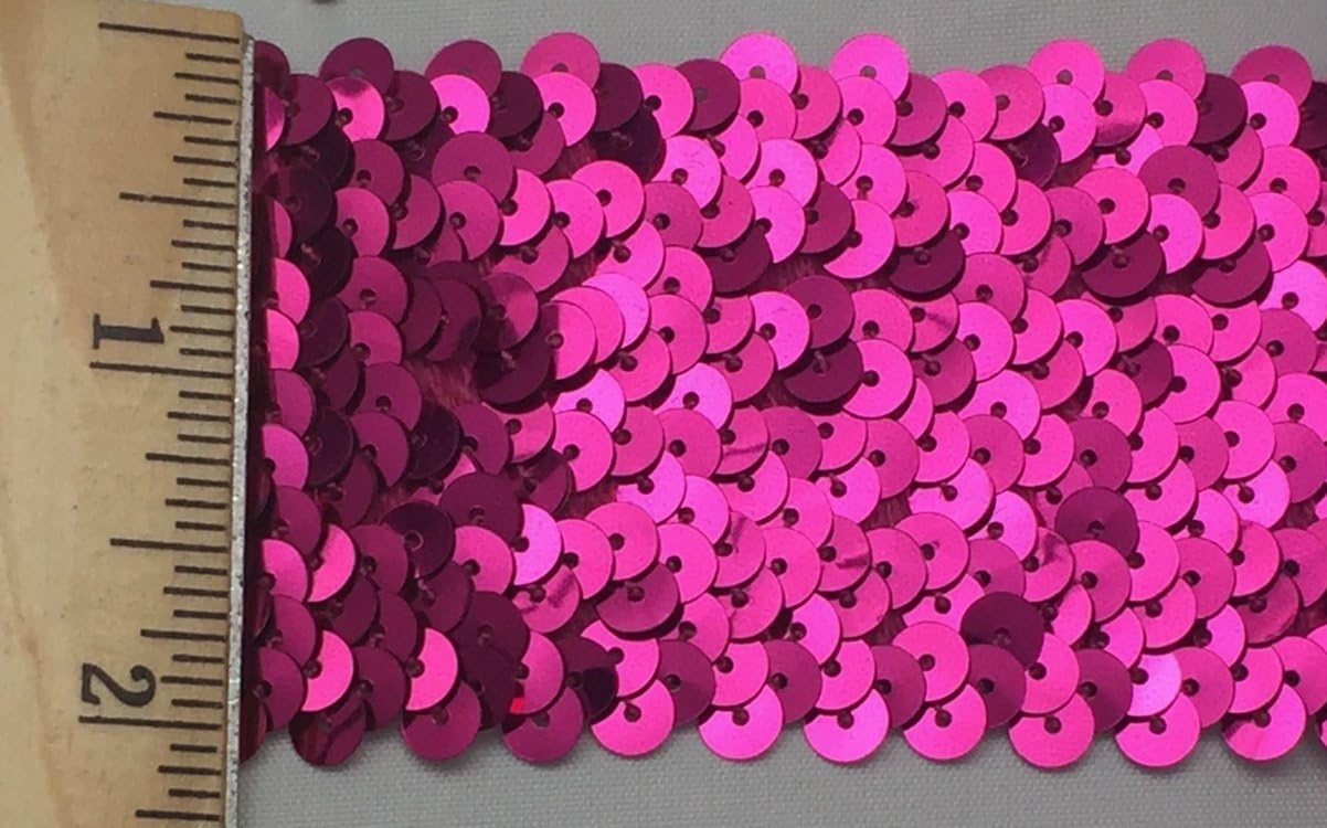 6 Row 2-1/8 inch Stretch Sequin Trim - 6 Continuous Yards (Fuchsia)