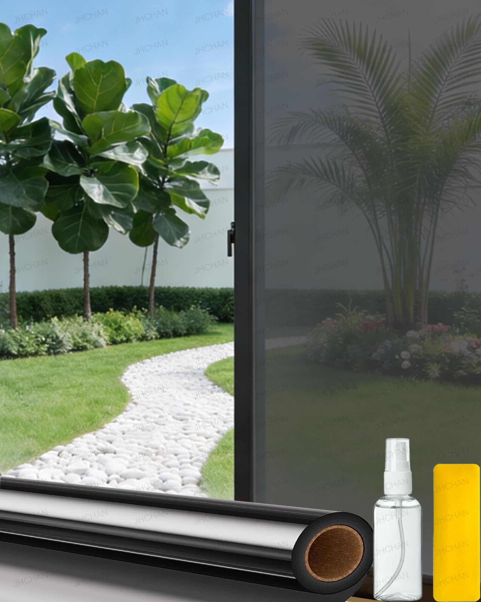 Película adhesiva estática negra para ventana, 25 % VLT (privacidad gris profundo), rollo de 75 cm x 6 m para privacidad, oscurecimiento y control de calor, extraíble y reutilizable, sin pegamento ni