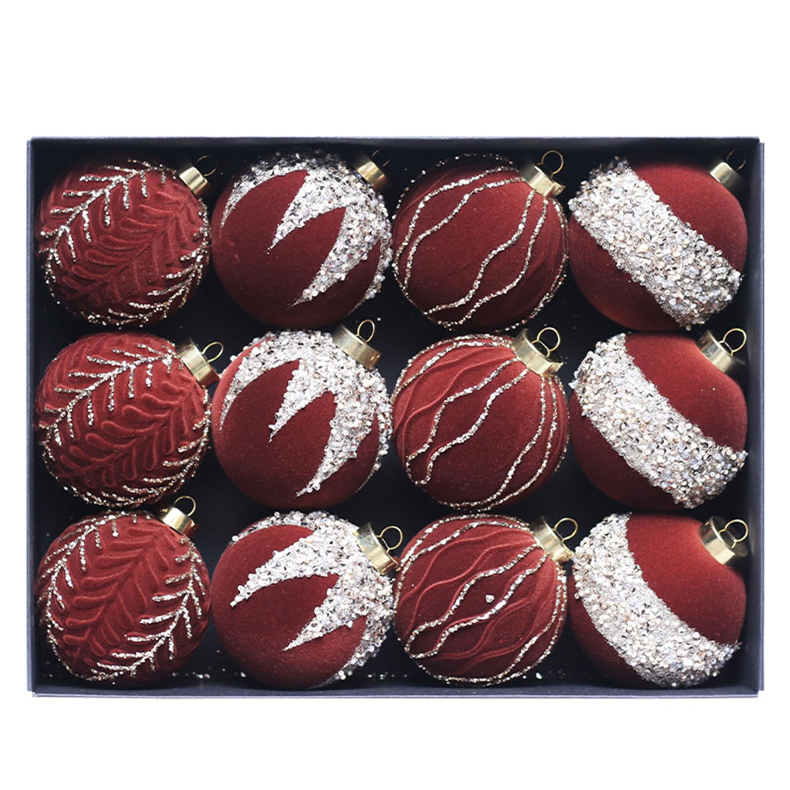 Buxuaaaa Coffee Of 12 Soft Flocking Christmas Sphere Decorations Flocking Christmas Sphere Decoration For Seasonal Tree Baubles Decorations