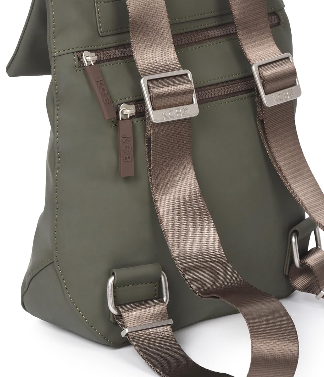 KCB Mochila Antirrobo Pequeña Chain | Seguro | 100% Vegano | Color Khaki | Diseño Seguro y Práctico | Bolsillos Multiusos con Cremallera | Material Resistente | Asas Ajustables