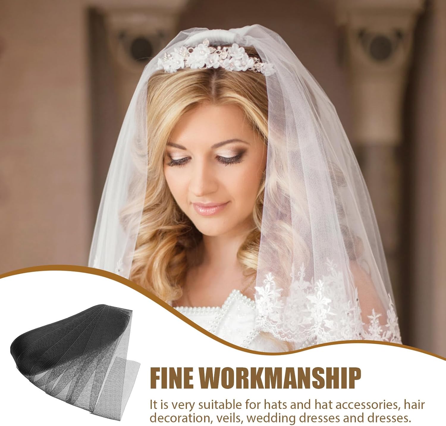 Baluue 7cm Black Stiff Horsehair Braid Trim for Wedding, DIY Headwear and Garment Accessories, 50 Yards Roll for Formal Gowns Decoration