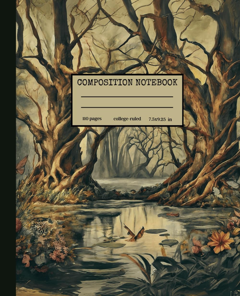 Composition Notebook: Vintage Watercolor Forest Botanical Illustration | College Ruled | Wide Lined