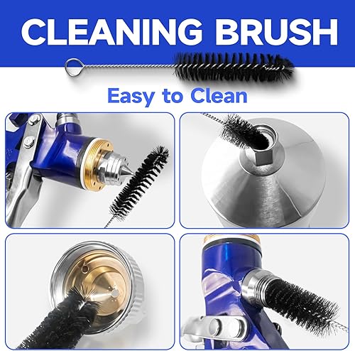 Miniatura 5 de Kit de pistola de pintura automática: pistola de pulverización de alimentación por gravedad HVLP con boquillas de 0.055 in, 0.067 in y 0.098 in,