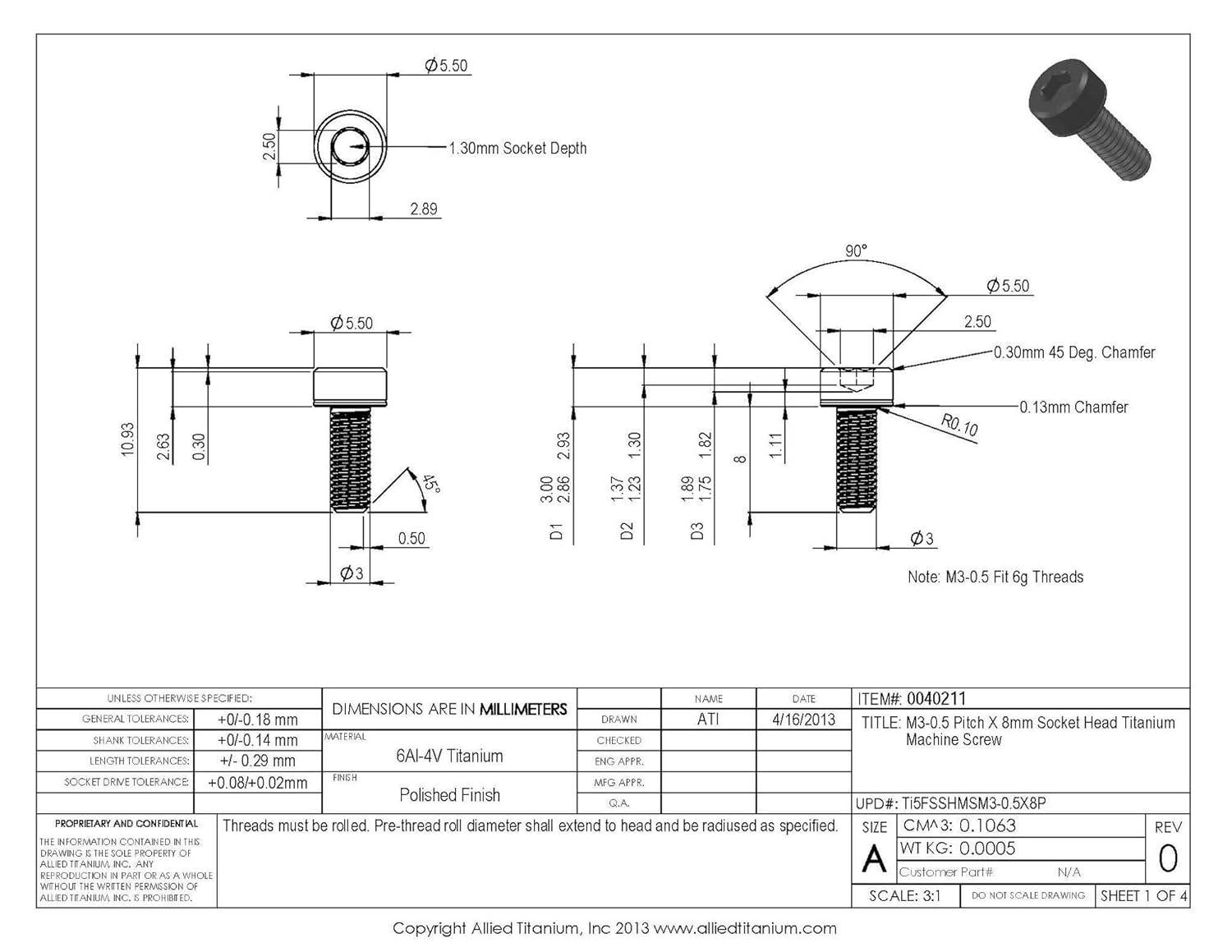Best Deal Allied Titanium 0040211, (Pack of 12) M3-0.5 Pitch X 8mm Socket Head Titanium Machine Screw, Grade 5 (Ti-6Al-4V) One-Day Sale: Up to 50% Off Allied Titanium 0040211, (Pack of 12) M3-0.5 Pitch X 8mm Socket Head Titanium Machine Screw, Grade 5 (Ti-6Al-4V)