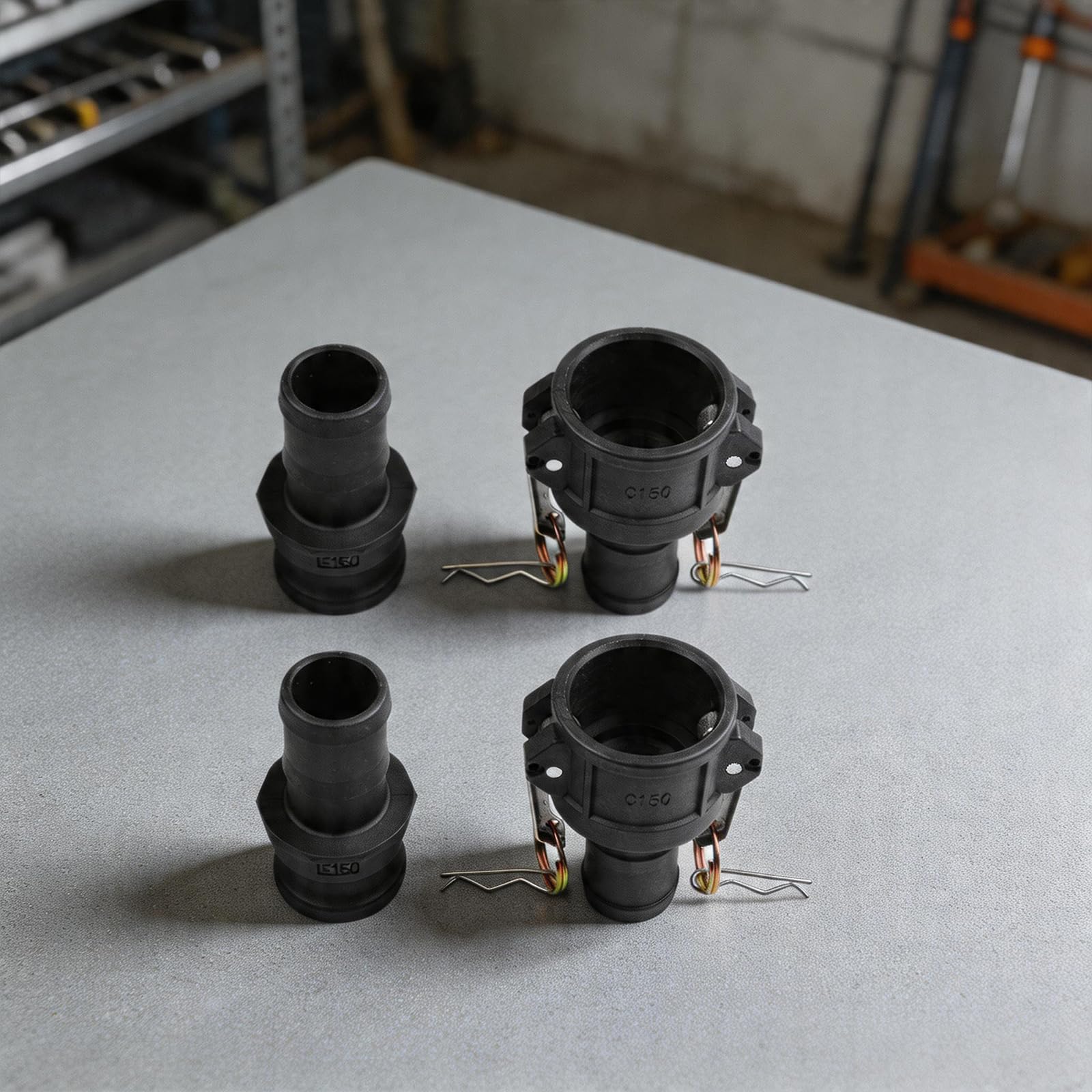Camlock-Armaturen, 3,8 cm (1 1/2 Zoll), Polypropylen, Teil C weiblich, Kupplung und Teil E männlich, Adapter-Set, hochtemperaturbeständiger Schlauchanschluss für industrielle Flüssigkeitsübertragung