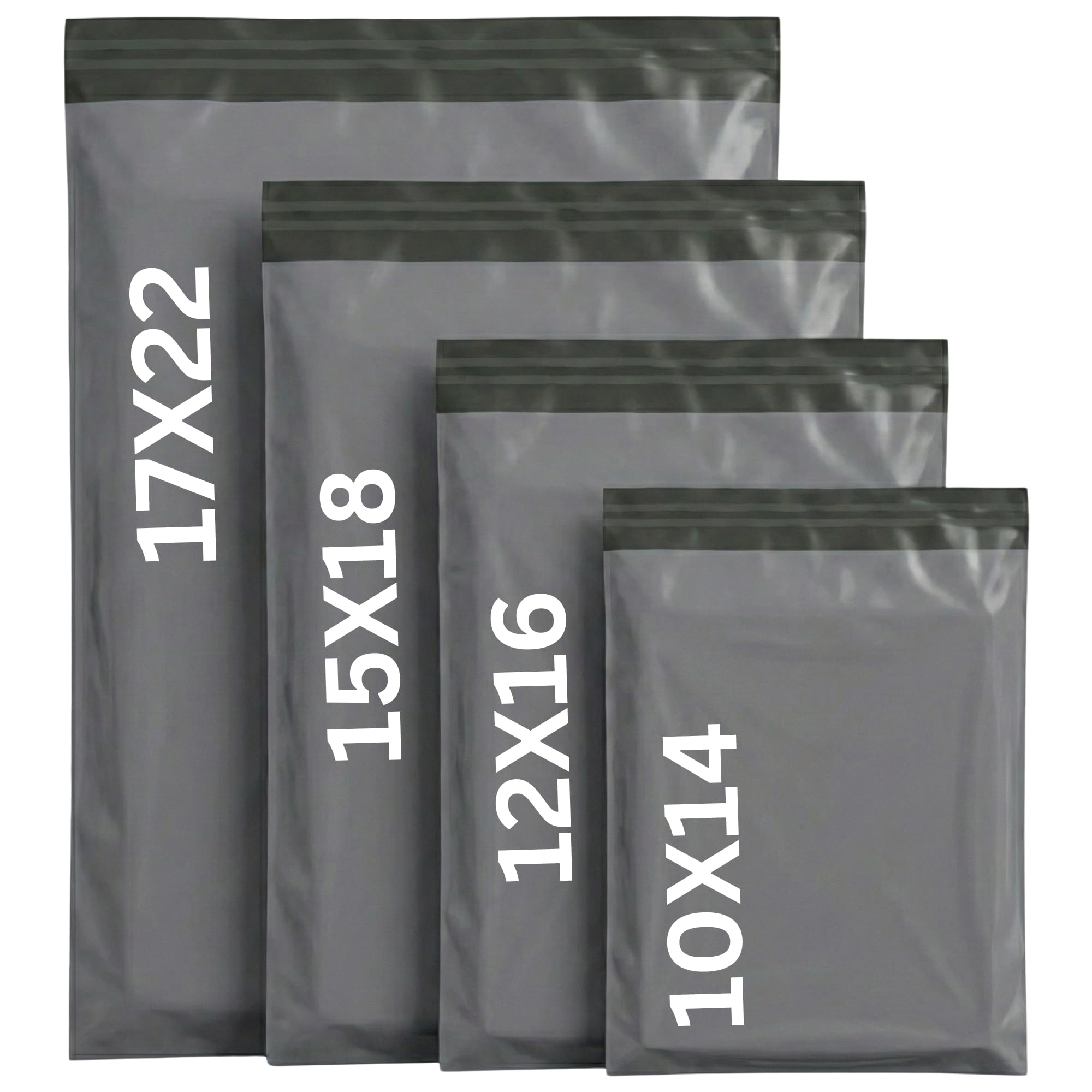 LIVERPOOL ENTERPRISES LTD 500 Mixed Grey Parcel Bags – Tamper-Proof Self-Seal Mailing & Postage Bag for Shipping, Packaging & Delivery – 4 Assorted Sizes 125 of Each (XS to Large) — image 1