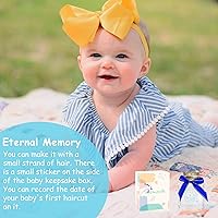 Vista 2 de 1DFAUL Primer recuerdo de corte de pelo, caja de recuerdos de primer rizo para bebé, caja de recuerdos para soporte de recuerdos, recuerdo de pelo