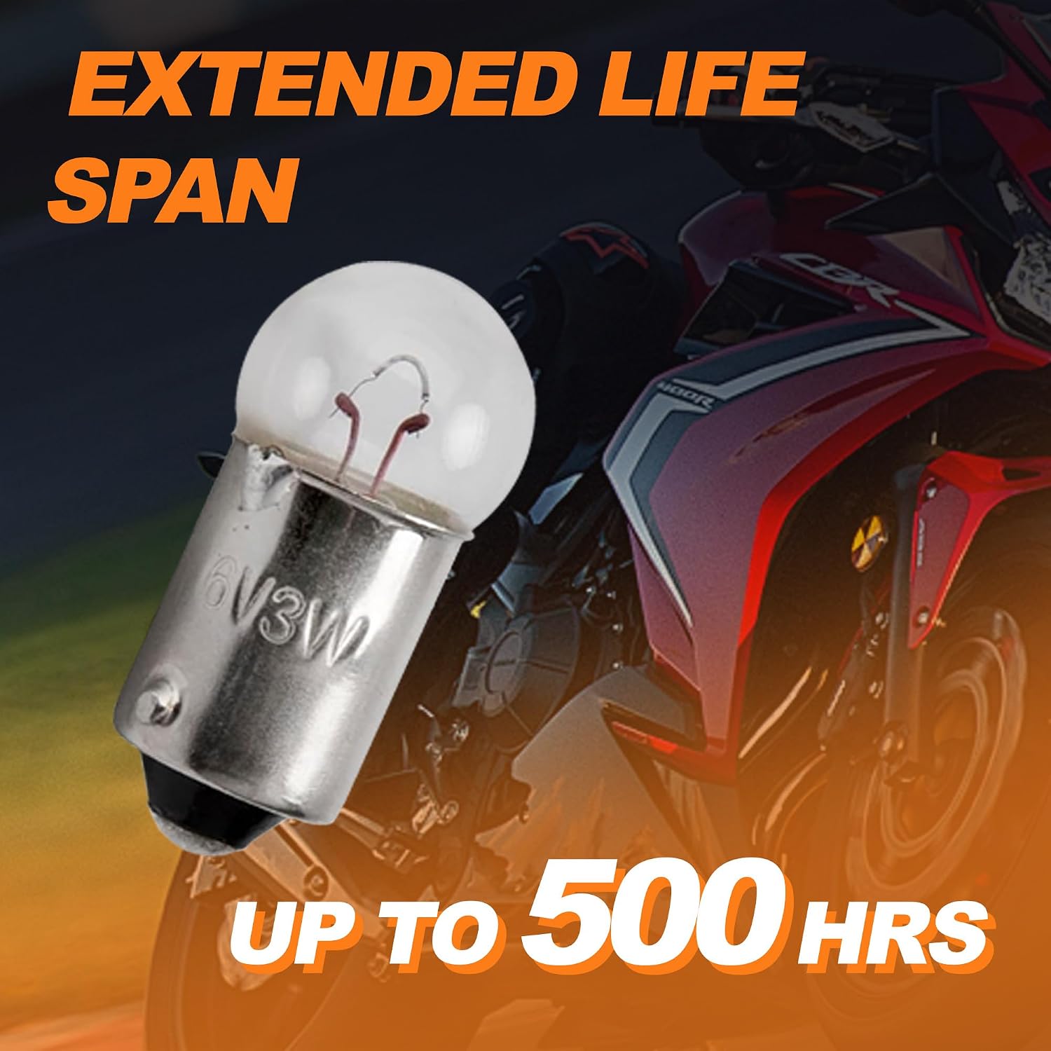 10 Pcs 6V 3W 6 Volt 3 Watt Motorcycle Speedo Speedometer Light Bulb | for Honda CT70 90 110 125 CA95 MR175 250 MT 70 75 90 110 125 175 250 | Bulb model：BA9s Miniature Bayonet