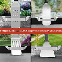 Vista 4 de 2 soportes para espátulas para parrilla, 6 pulgadas, acero inoxidable, soporte para espátulas de plancha con clip en el borde, soporte para espátula