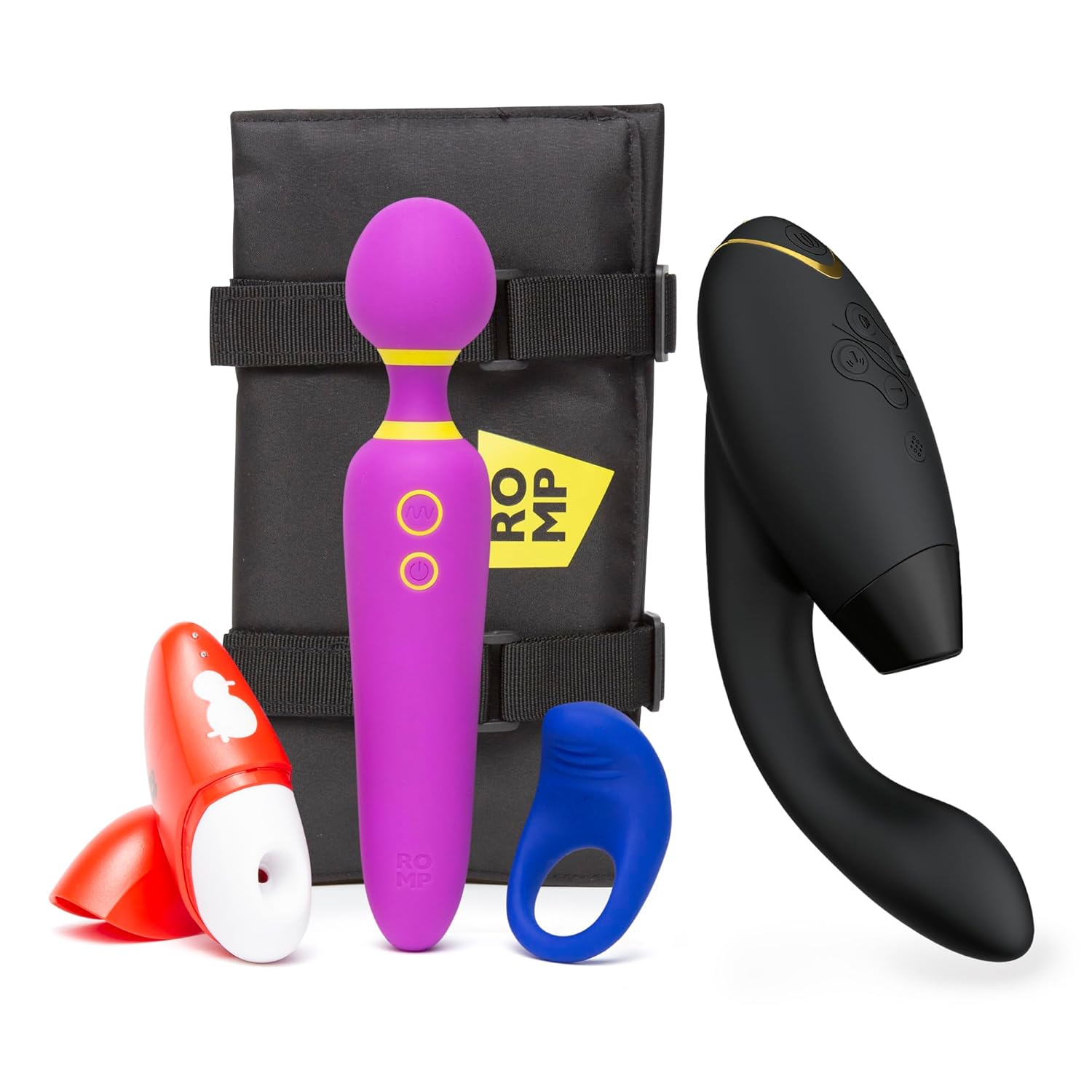 Womanizer Duo 2 Black Dual Stimulation Pleasure Air Clitoris Sucker Rabbit Vibrator Romp Pleasure Kit with Wand Clitoral