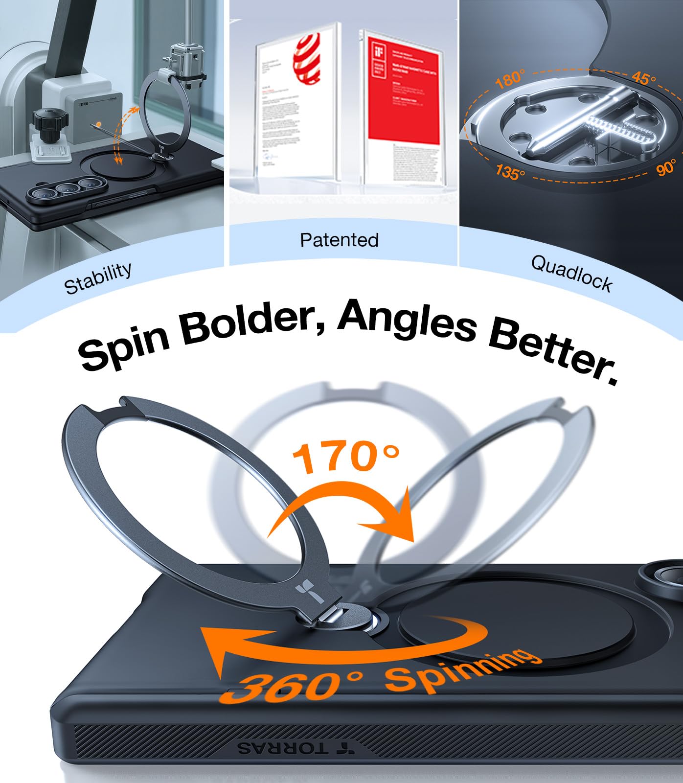 Amazon.co.jp: TORRAS 360°スピン磁気スタンド Galaxy Z Fold 7 ケース