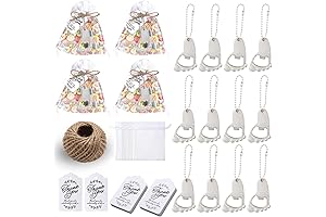 50 PCS Silver Baby Footprint Keychains Bottle Opener Baby Shower Guest Favors
