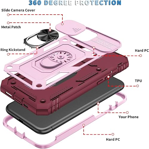 Vista 159 de Korecase Funda de protección para iPhone 12 y 12 Pro Ring Case con cubierta para lente de cámara, grado militar, resistente, de doble capa, cuerpo