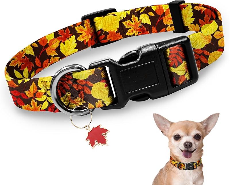 Coleira ajustável para cães em nylon macio Maple Leaf-XS kazazoo — 18,8 a 27,9 cm