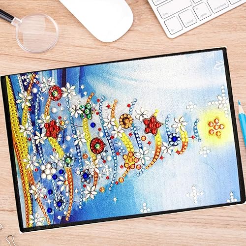 Miniatura 6 de Kits de cuadernos de pintura con diamantes 5D, diseño de árbol de Navidad, con forma especial, cuaderno de bocetos con forma de cristal, para
