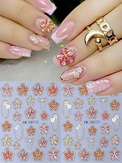 2 hojas de calcomanías de arte de uñas de flo...