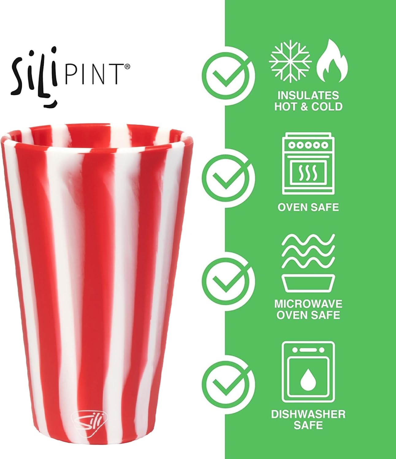 Silipint Silicone Pint Glasses, Unbreakable & Reusable 16-Ounce Silicone Cups for Indoor & Outdoors, Hippy Hop, Pack of 4