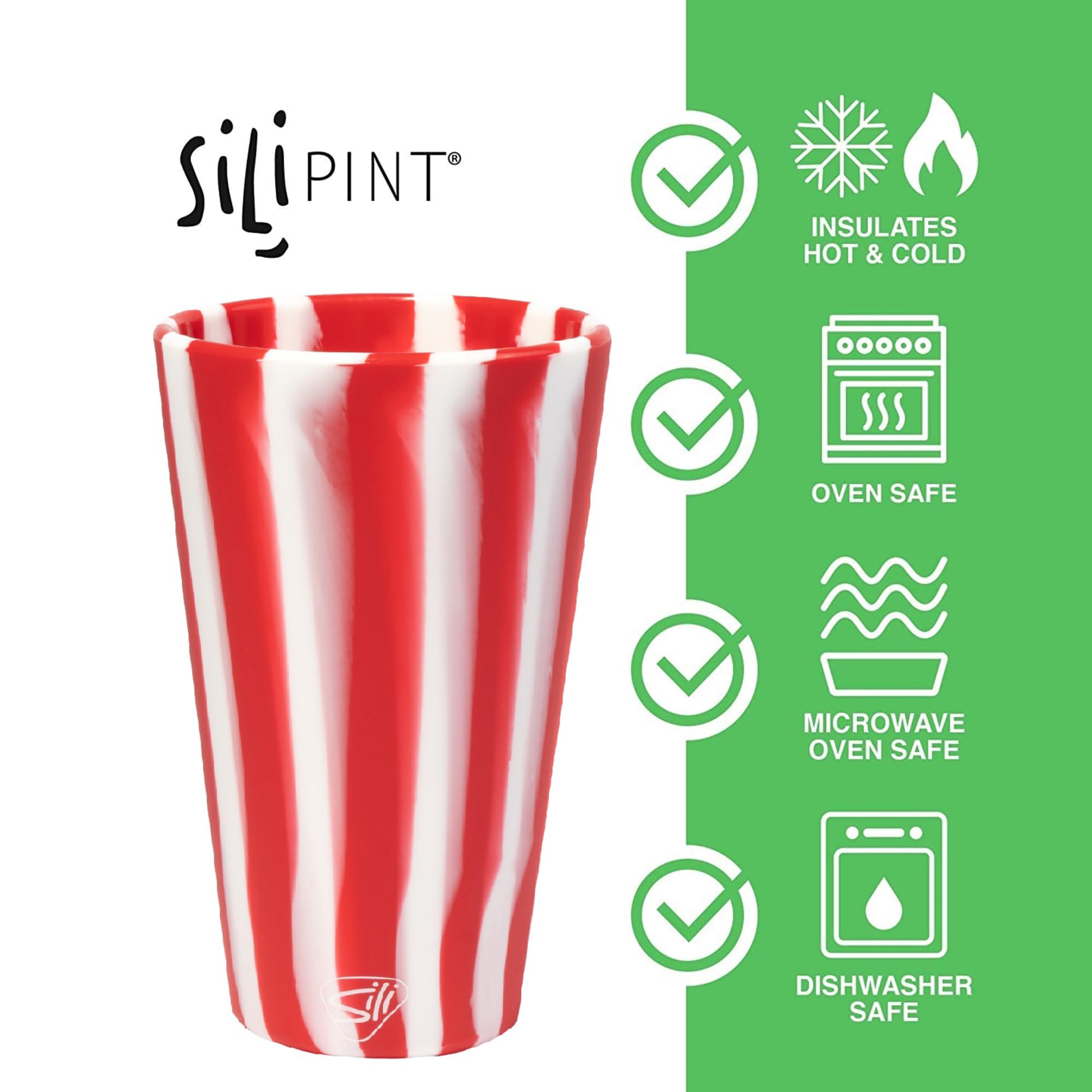 Silipint Silicone Pint Glasses, Unbreakable & Reusable 16-Ounce Silicone Cups for Indoor & Outdoors, Hippy Hop, Pack of 4