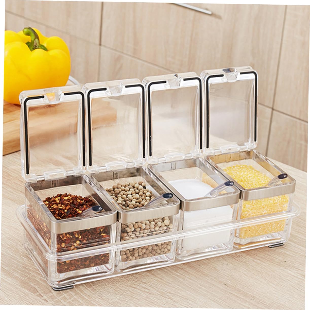 Acrylic Seasoning Box Spice Containers Jars Condiment Lids Food Containers for Kitchen