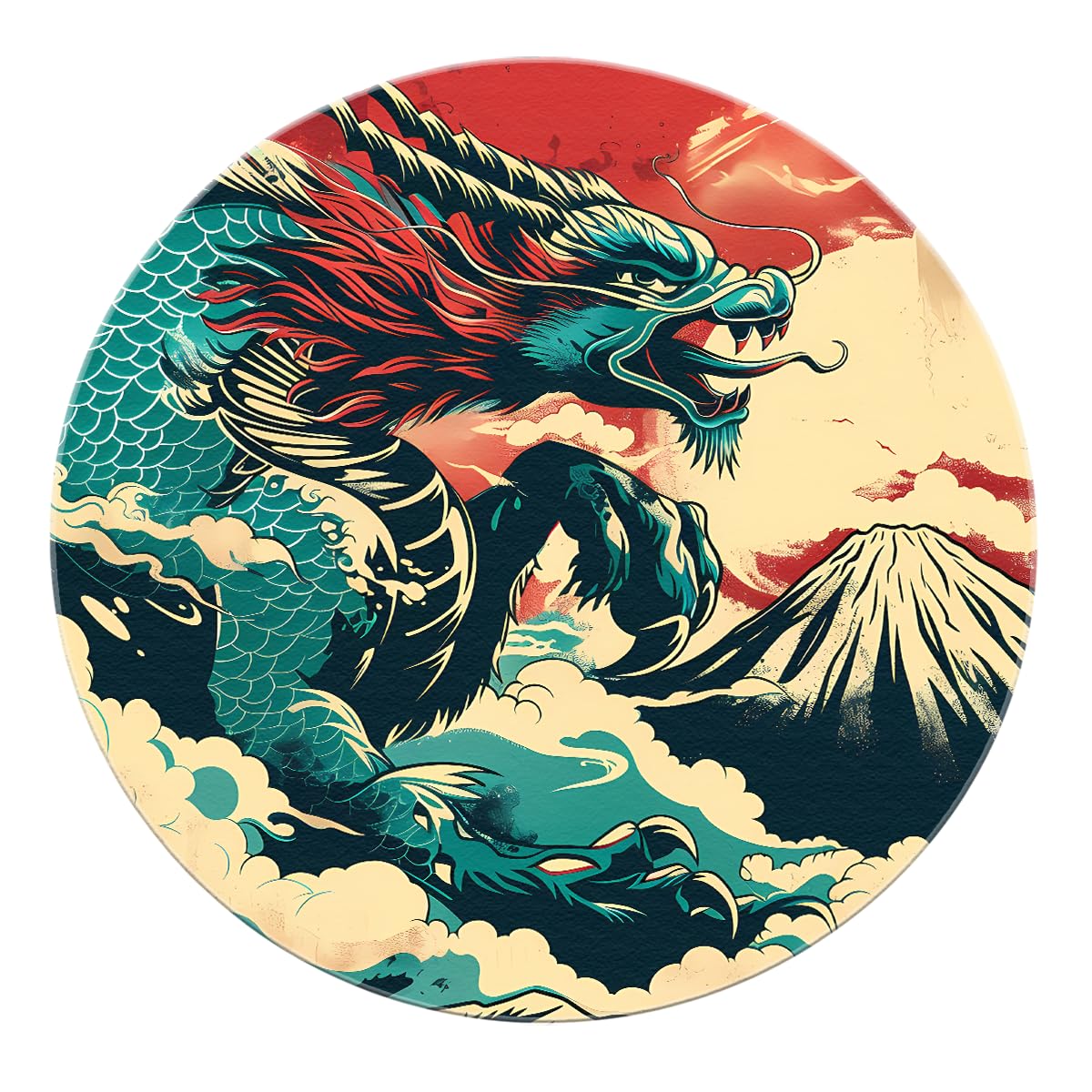 Okrągłe dywaniki do salonu 120 cm (okrągłe) Retro Ukiyo-e Style miękkie miękkie i delikatne japońskie Ukiyo-e style dywany do sypialni pod dywan do jadalni