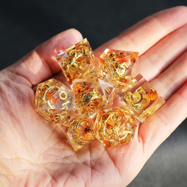 Foto 4 de 7 de DND Dados de rol Señor de los Anillos Juego Dado Poliédrico y de rol Borde Afilado de Resina Dados D&D 7…