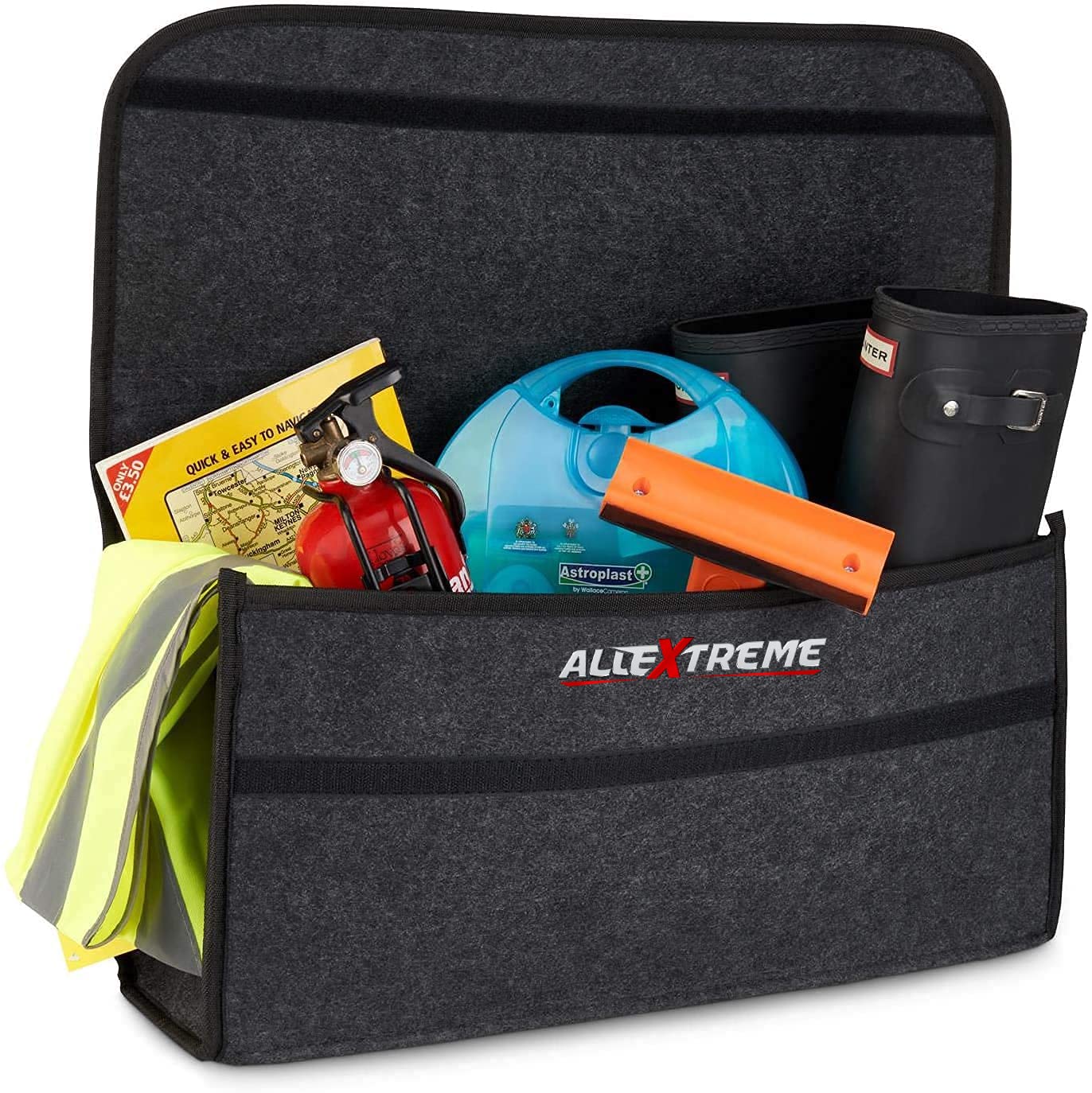 Allextreme Trunk Organizer Backseat Large Anti-Slip Multi-Compartment Foldable Storage Utility Tool Space Saver Bag for Cars, SUVs & Trucks (EX-IT-03)
