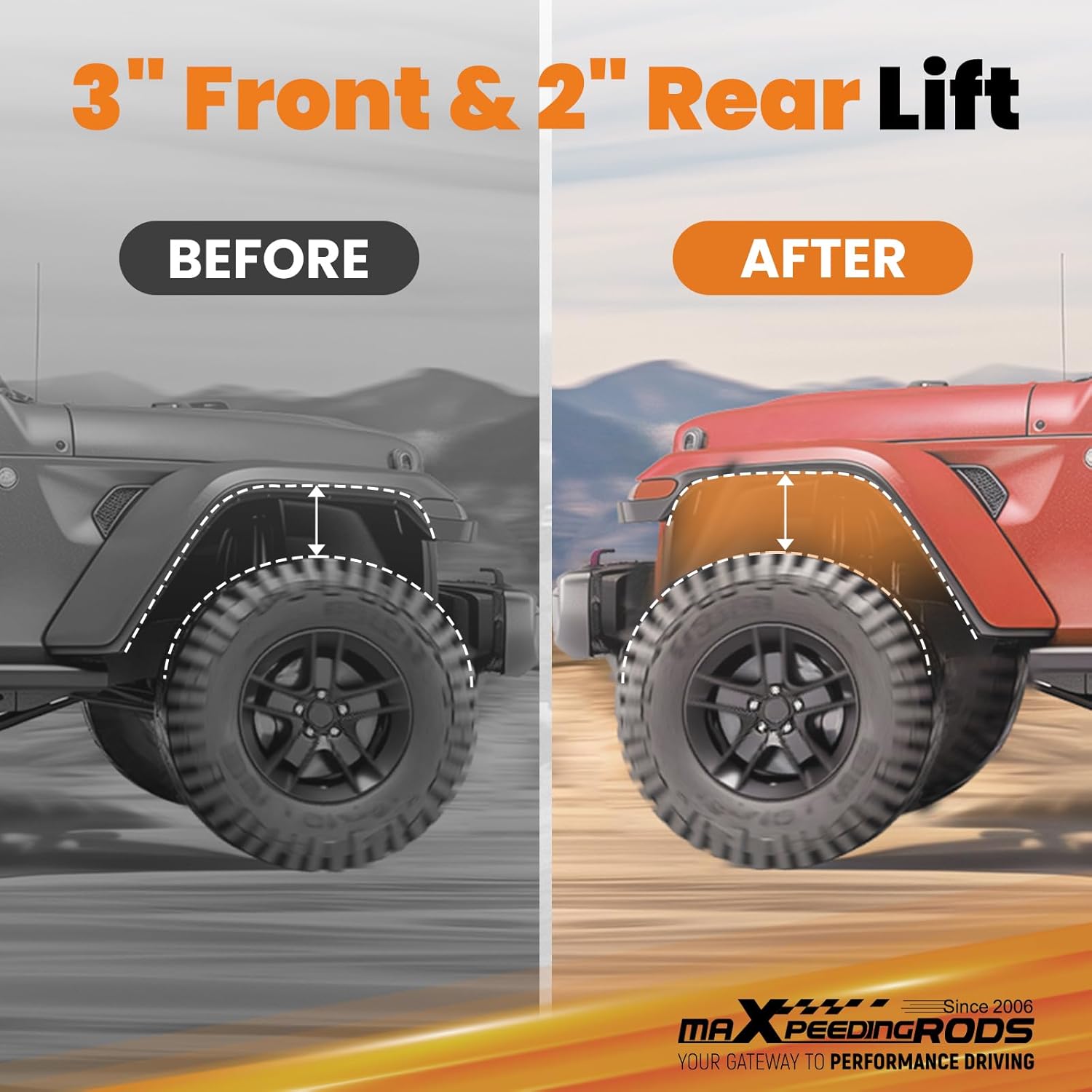 maXpeedingrods 3" Front & 2" Rear Lift Leveling Kit for Chevy Colorado/GMC Canyon 2WD/4WD 2015-2022, Front Strut Spacer, Rear Lift Block, Sway Bar Mounts Spacer