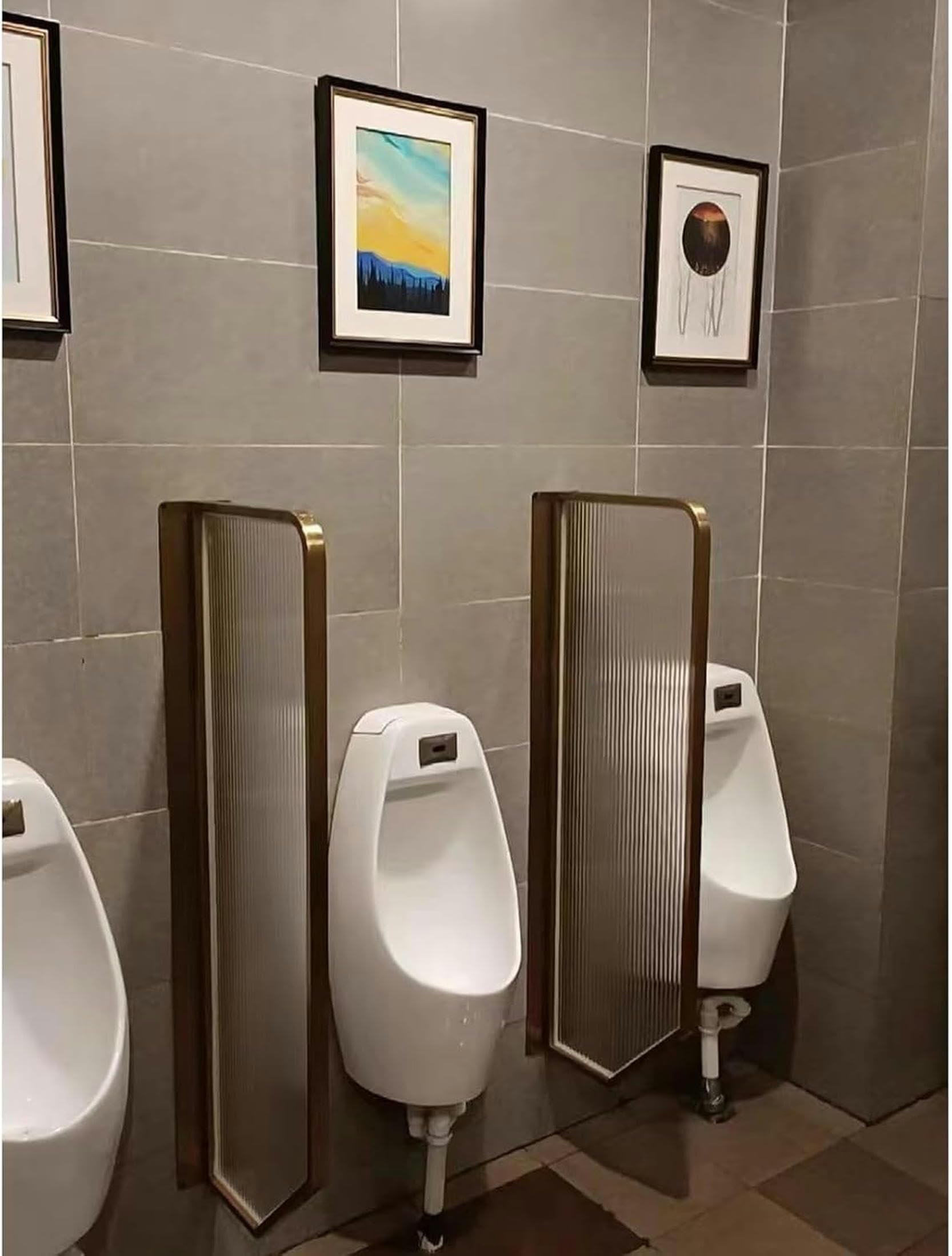 Divisor para urinario hombre, fijación de pared, acero inoxidable con vidrio templado, para inodoros públicos y bares, color: negro