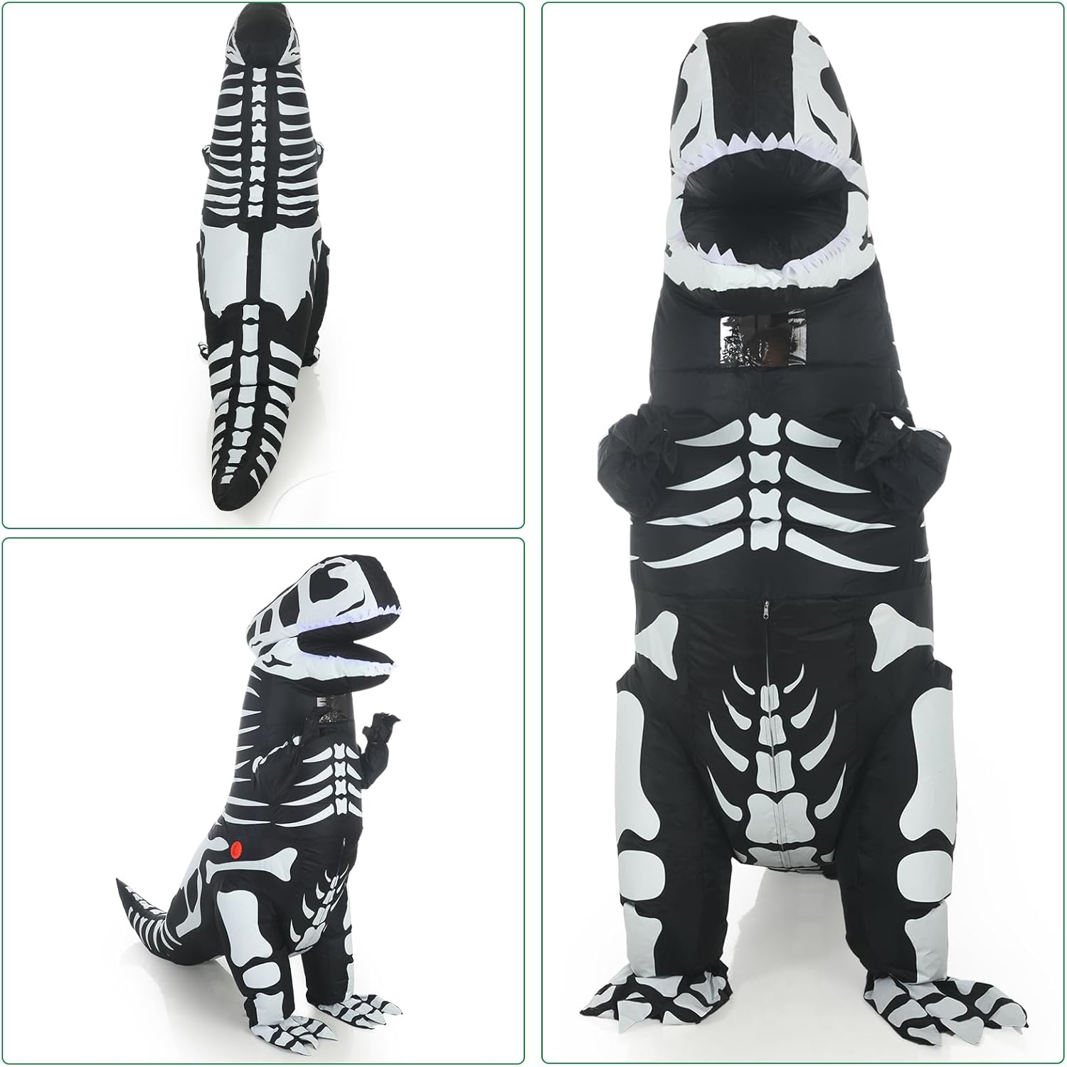 Miniatura 4 de Mepase Inflatable Dinosaur Costume Blow Up Dragon Costume Glow in the Dark Skeleton for Halloween Costume Party