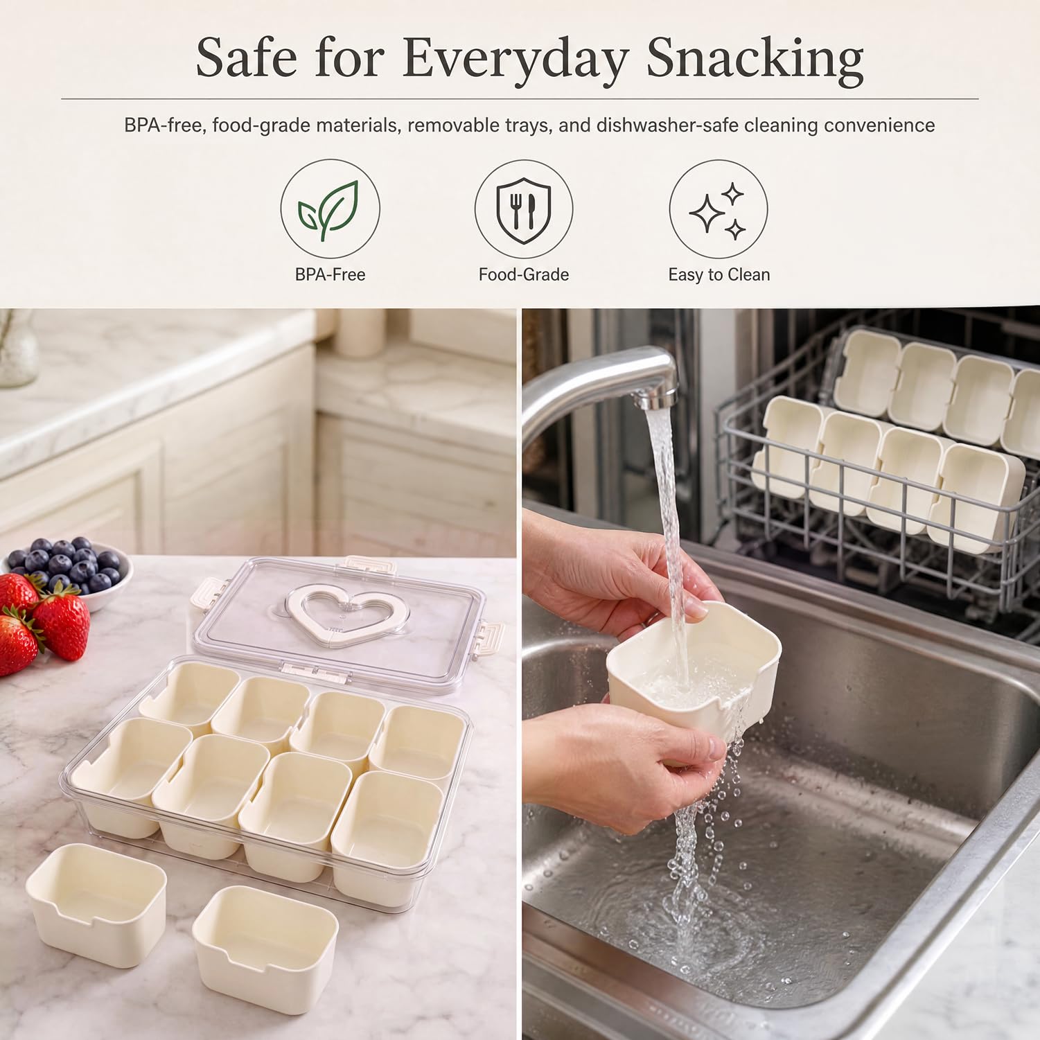 Amazon.com: 2 Pack Snackle Box Containers with Leakproof Lids and
